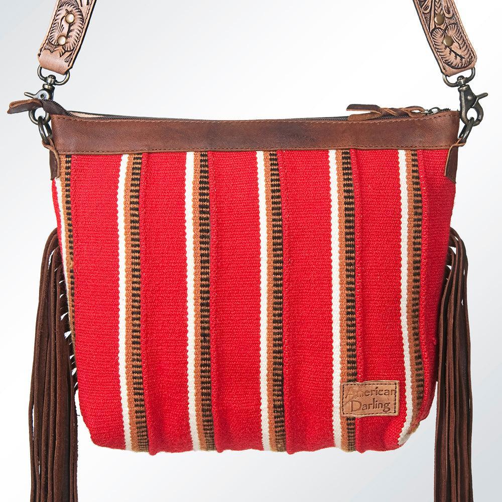 American Darling Signature Crossbody Hand Tooled Saddle Blanket Genuine Leather