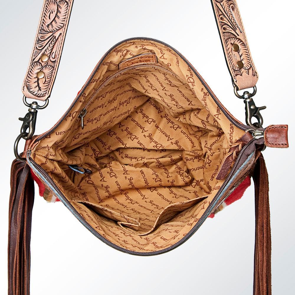 American Darling Signature Crossbody Hand Tooled Saddle Blanket Genuine Leather