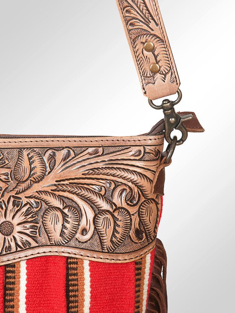 American Darling Signature Crossbody Hand Tooled Saddle Blanket Genuine Leather