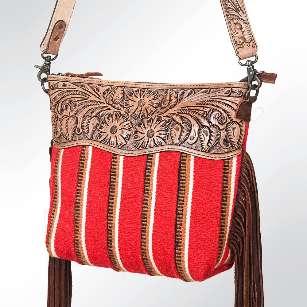 American Darling Signature Crossbody Hand Tooled Saddle Blanket Genuine Leather