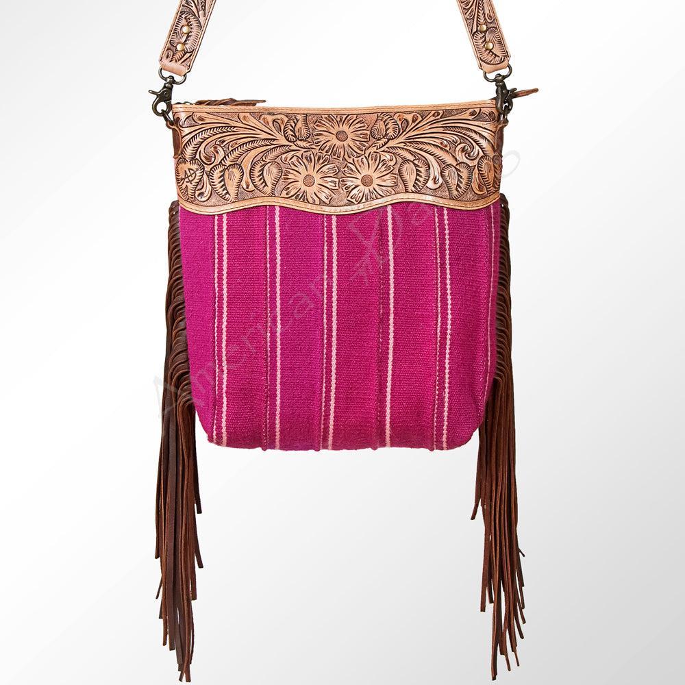 American Darling Large Crossbody Hand Tooled Saddle Blanket Genuine Leather