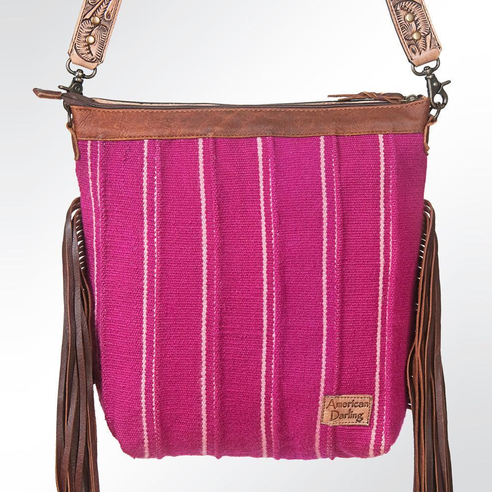 American Darling Large Crossbody Hand Tooled Saddle Blanket Genuine Leather