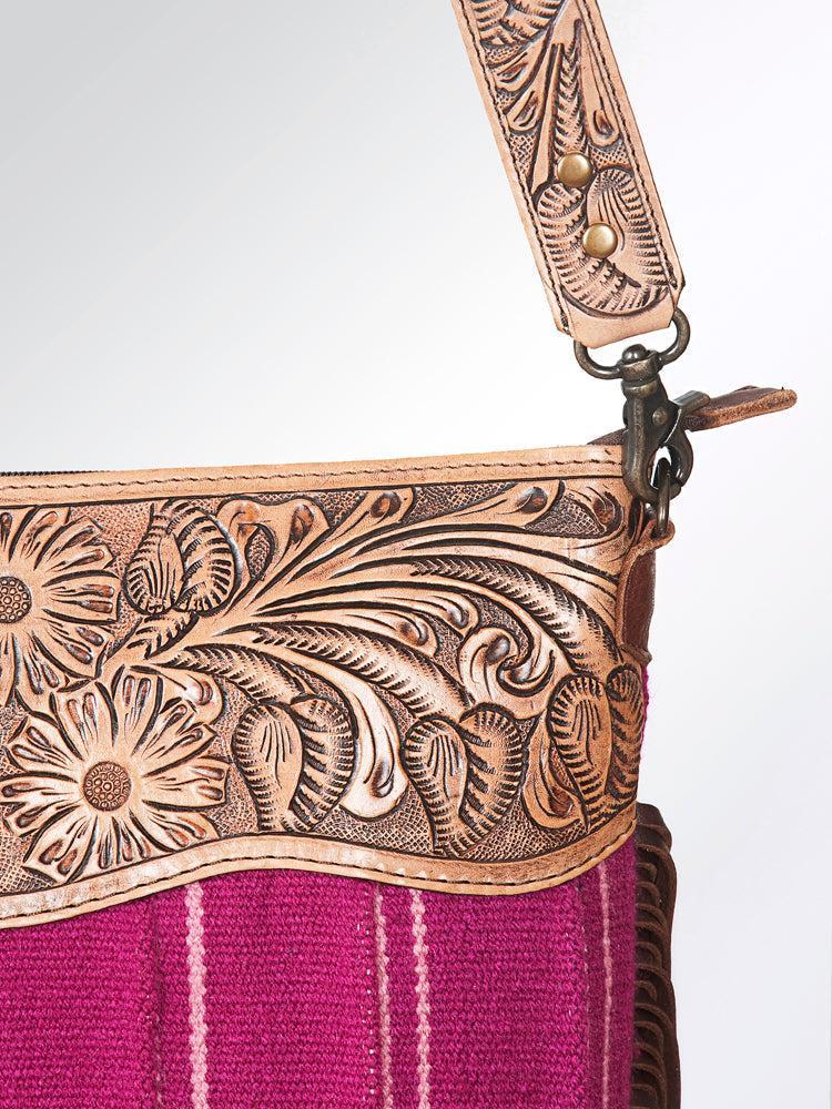 American Darling Large Crossbody Hand Tooled Saddle Blanket Genuine Leather