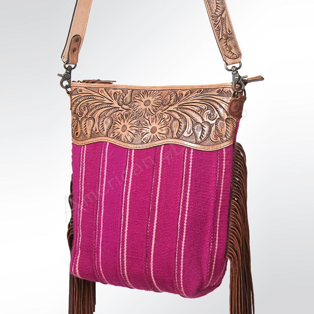 American Darling Large Crossbody Hand Tooled Saddle Blanket Genuine Leather