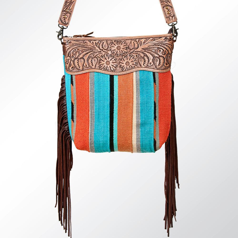 American Darling Signature Crossbody Hand Tooled Saddle Blanket Genuine Leather