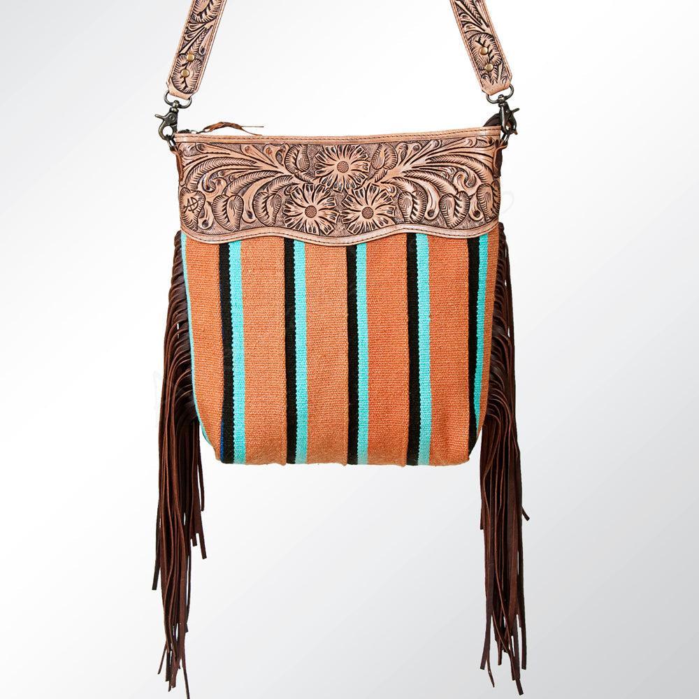 American Darling Signature Crossbody Hand Tooled Saddle Blanket Genuine Leather