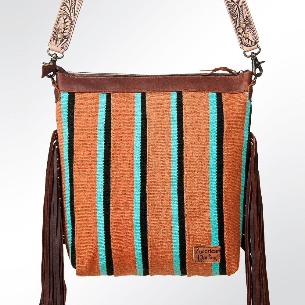 American Darling Signature Crossbody Hand Tooled Saddle Blanket Genuine Leather