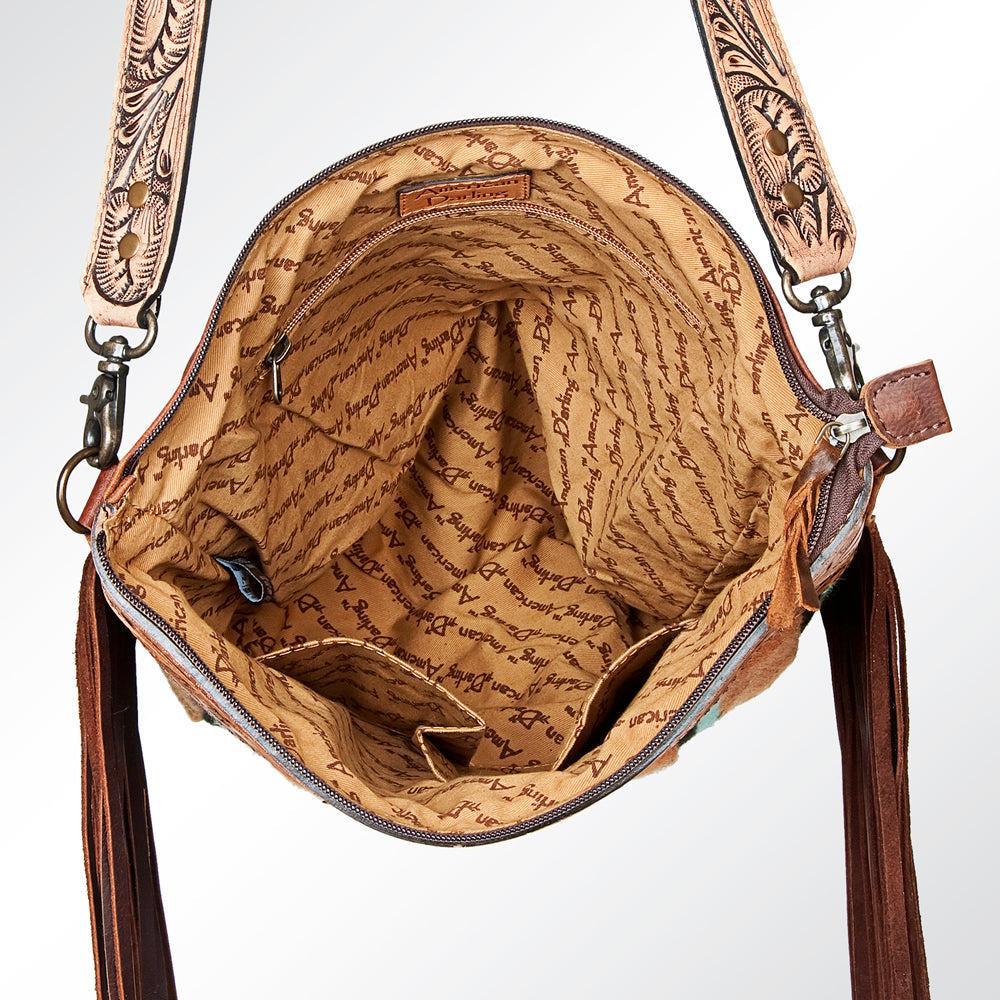American Darling Signature Crossbody Hand Tooled Saddle Blanket Genuine Leather
