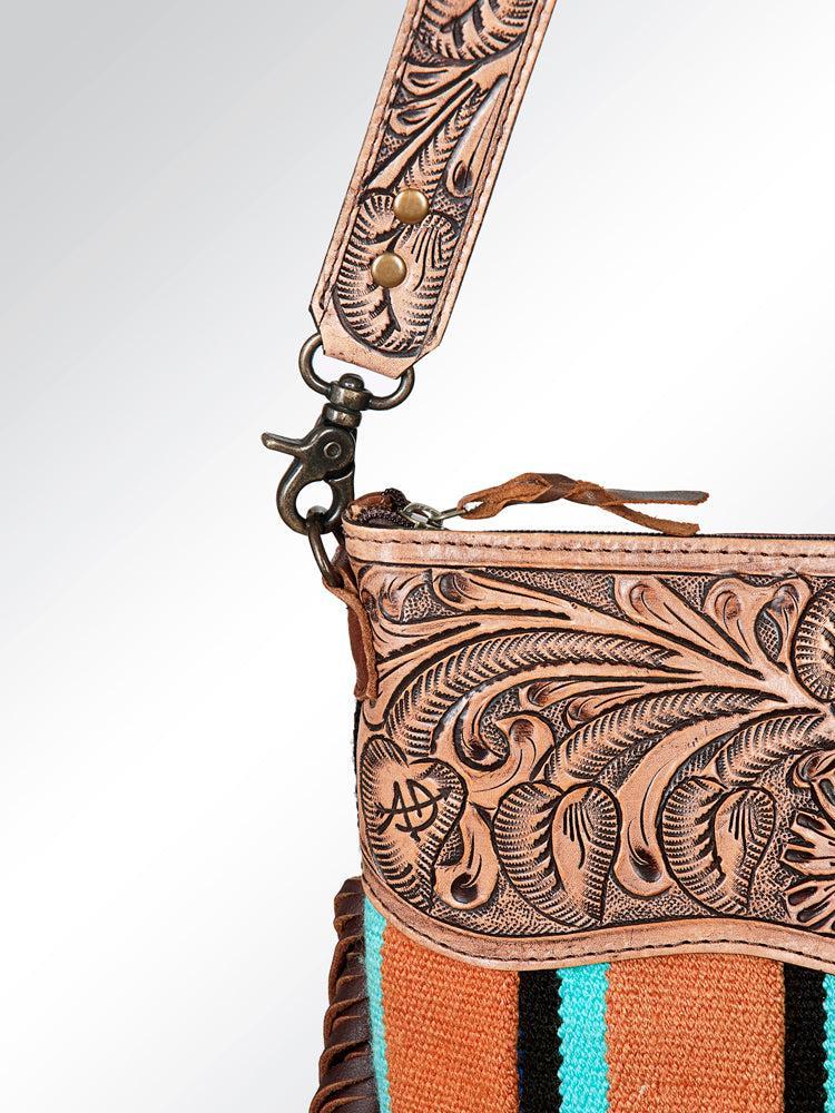 American Darling Signature Crossbody Hand Tooled Saddle Blanket Genuine Leather