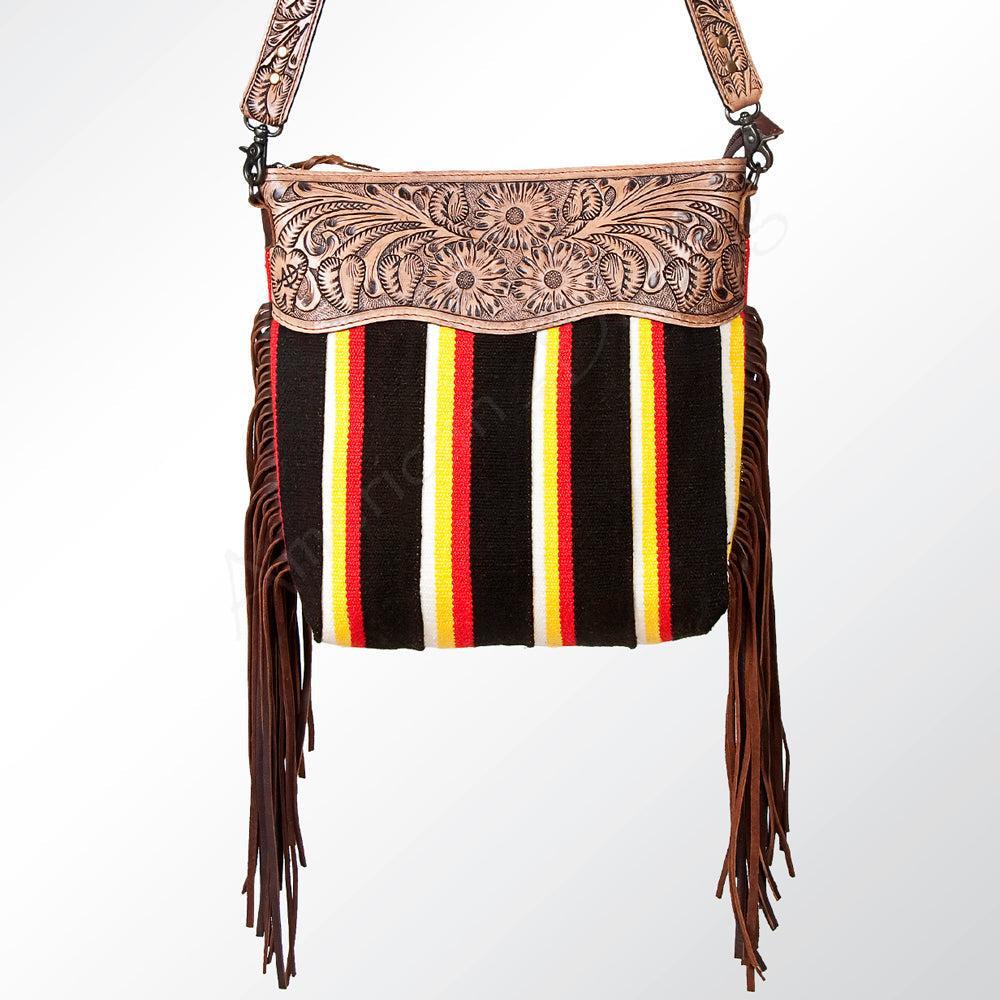American Darling Signature Crossbody Hand Tooled Saddle Blanket Genuine Leather