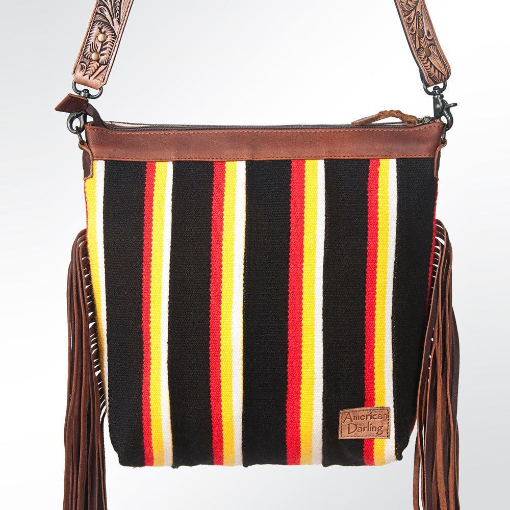 American Darling Signature Crossbody Hand Tooled Saddle Blanket Genuine Leather
