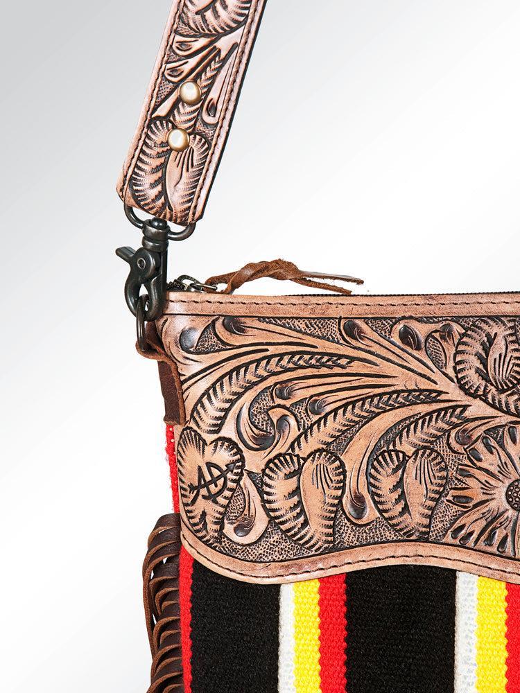 American Darling Signature Crossbody Hand Tooled Saddle Blanket Genuine Leather