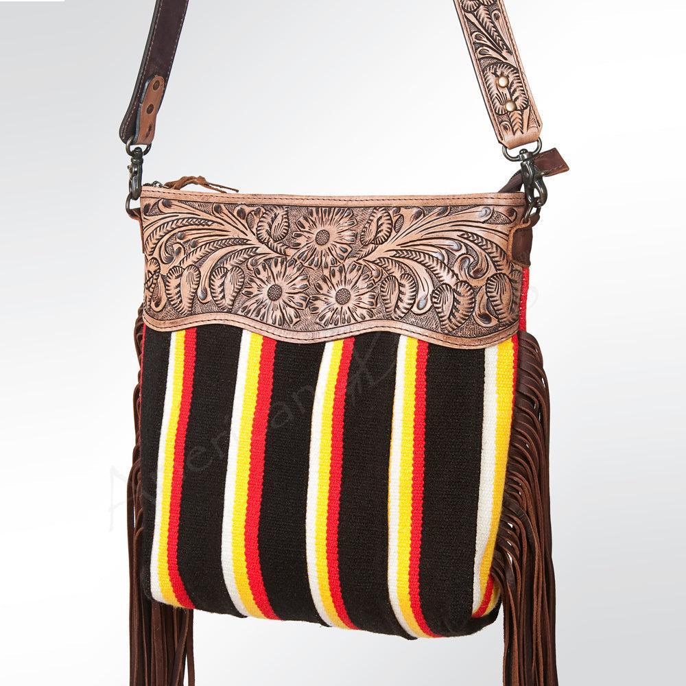 American Darling Signature Crossbody Hand Tooled Saddle Blanket Genuine Leather