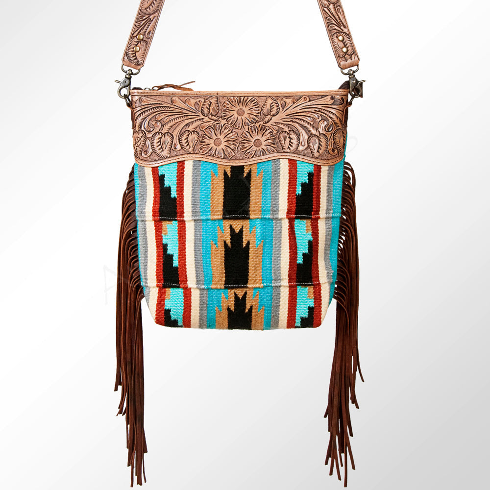 American Darling Signature Crossbody Hand Tooled Saddle Blanket Genuine Leather