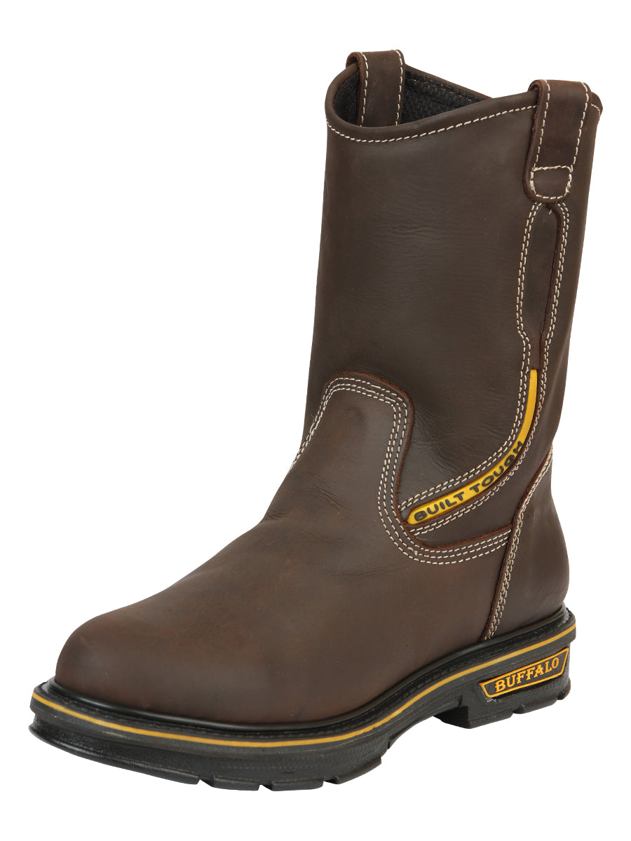 Buffalo & Bull Men’s Leather Work Boots - Made in Mexico - Crazy Cafe Brown 123034