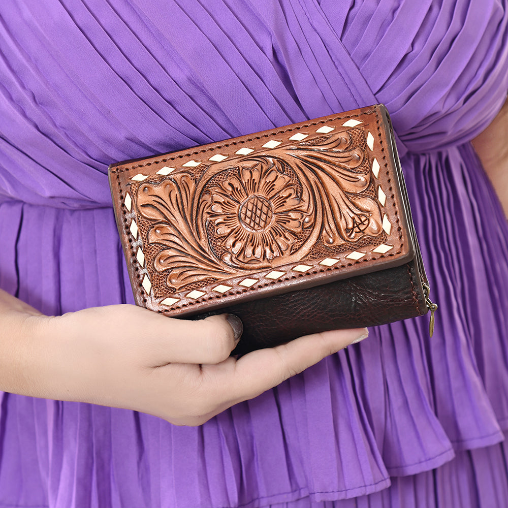 American Darling Wallet Hand Tooled Genuine Leather Women Bag Western Handbag Purse | Womens Handbags |Leather for Summer