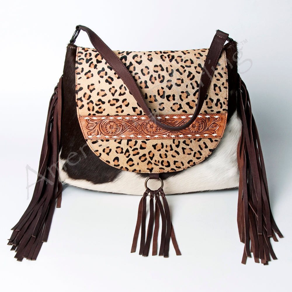American Darling Messenger Hand Tooled Hair-On Genuine Leather