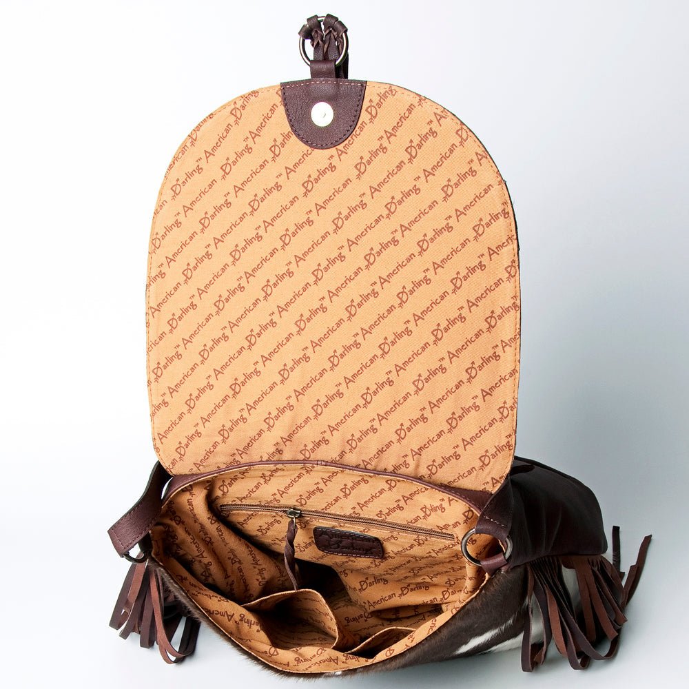 American Darling Messenger Hand Tooled Hair-On Genuine Leather