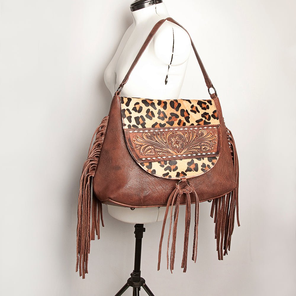 American Darling Messenger Hand Tooled Hair-On Genuine Leather