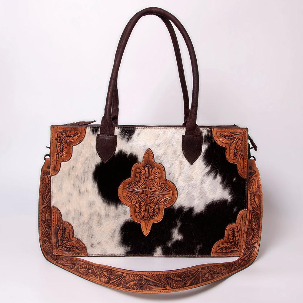 American Darling Hand-Tooled Hair-On Genuine Leather Tote