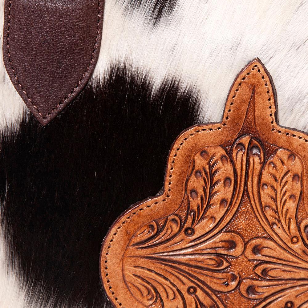 American Darling Hand-Tooled Hair-On Genuine Leather Tote