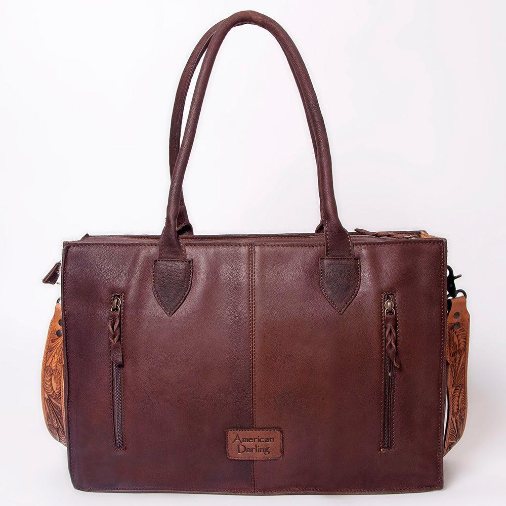 American Darling Hand-Tooled Hair-On Genuine Leather Tote