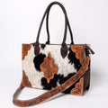 American Darling Hand-Tooled Hair-On Genuine Leather Tote