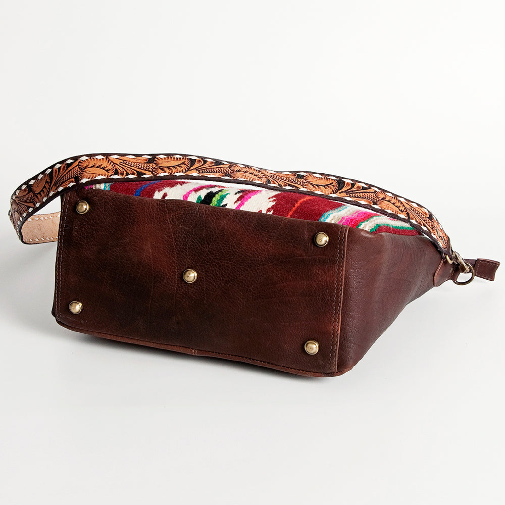 American Darling Hand-Tooled Saddle Blanket Leather Large Crossbody Bag