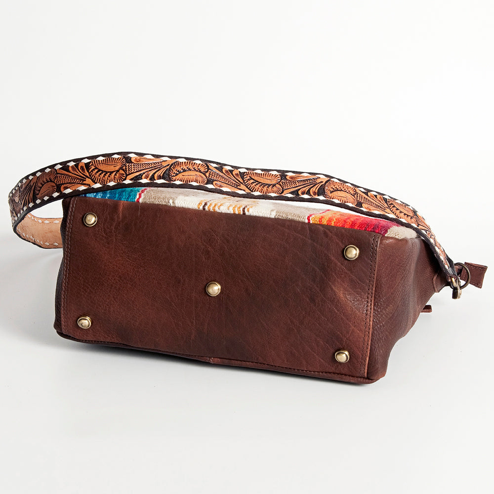 American Darling Hand-Tooled Saddle Blanket Leather Large Crossbody Bag