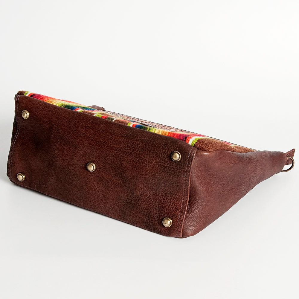 American Darling Hand-Tooled Saddle Blanket Leather Large Crossbody Bag