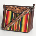 American Darling Hand-Tooled Saddle Blanket Leather Large Crossbody Bag