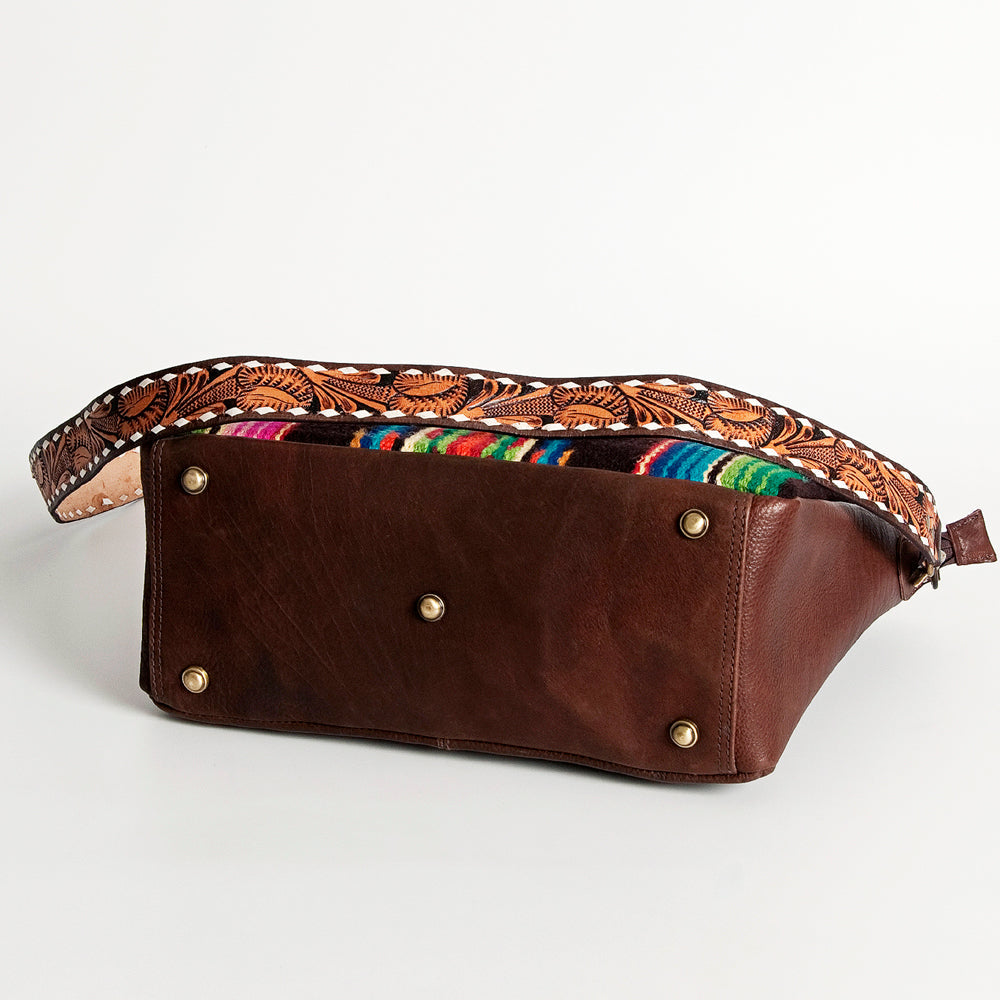 American Darling Hand-Tooled Saddle Blanket Leather Large Crossbody Bag