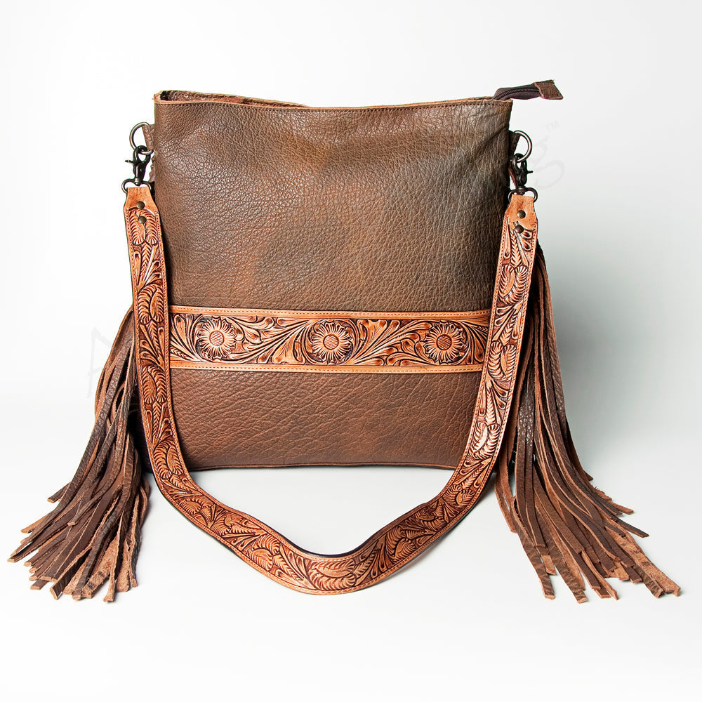 American Darling Crossbody Hand Tooled Hair-On Genuine Leather
