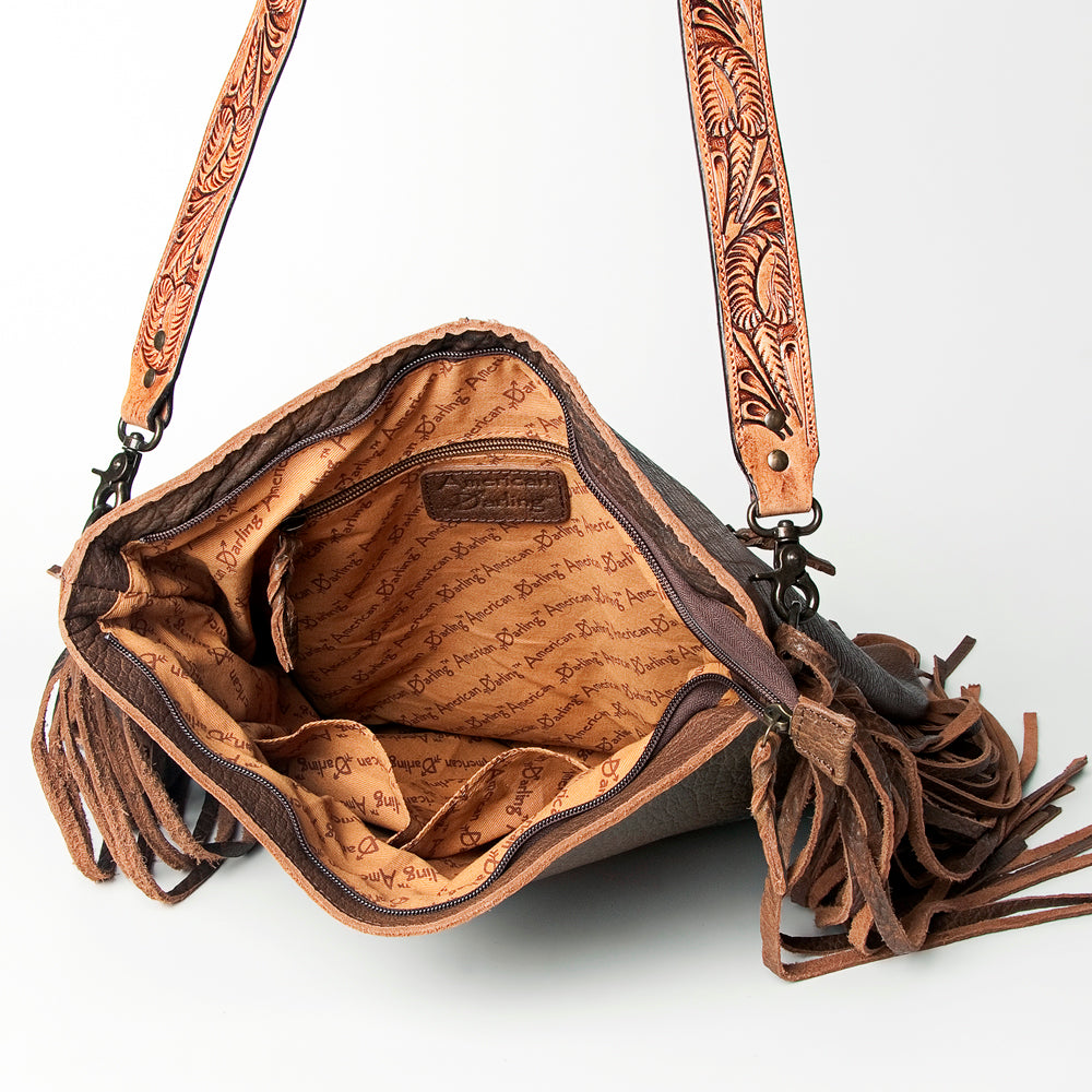 American Darling Crossbody Hand Tooled Hair-On Genuine Leather