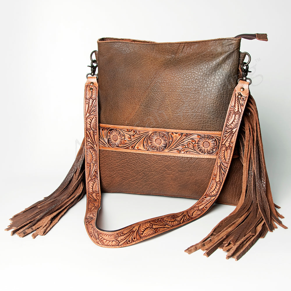 American Darling Crossbody Hand Tooled Hair-On Genuine Leather