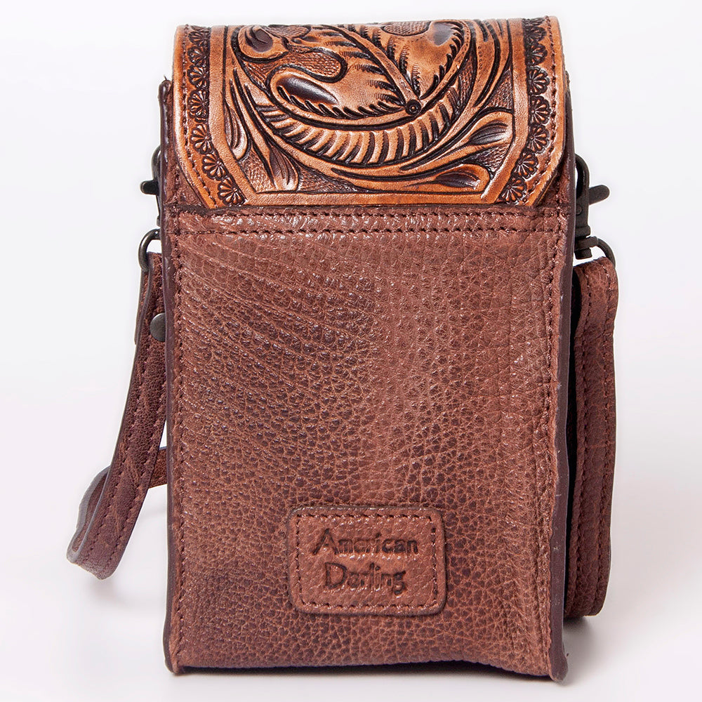 American Darling Cell Phone Holder Hand Tooled Hair-on Genuine Leather