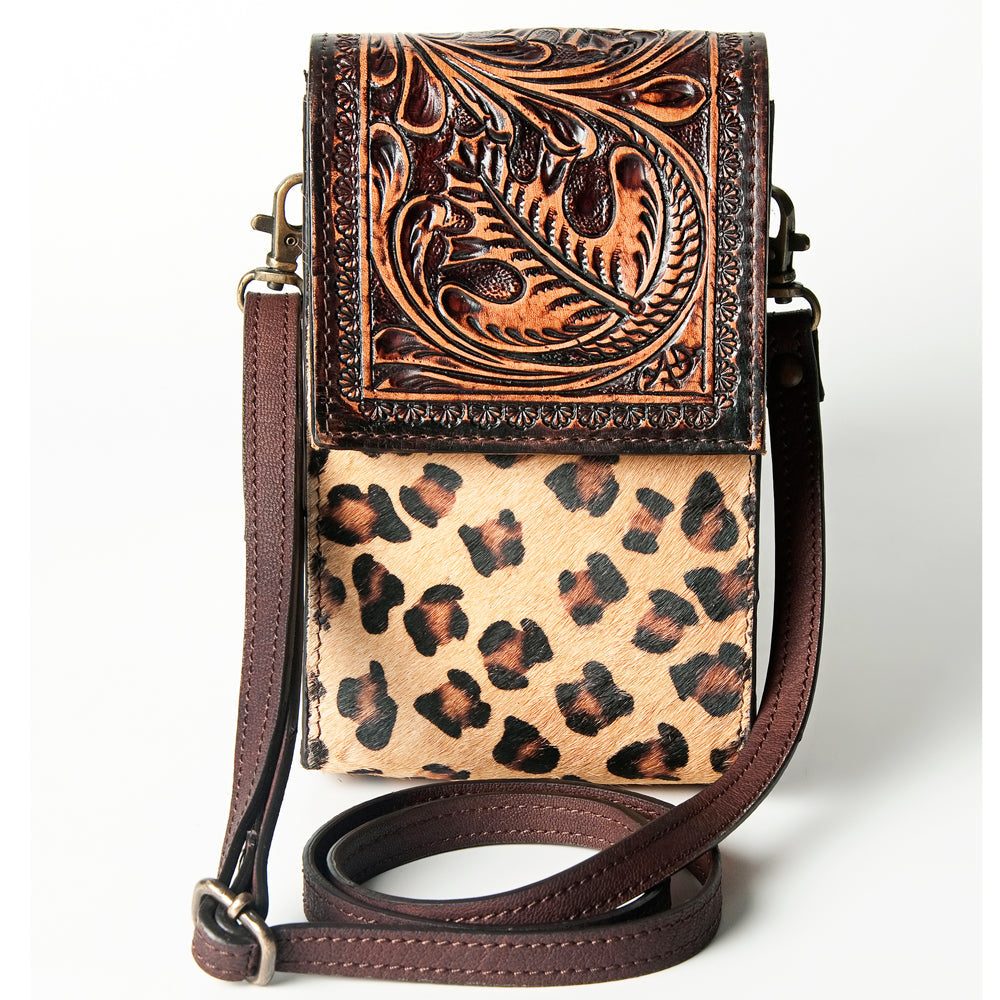 American Darling Cell Phone Holder Hand Tooled Hair-on Genuine Leather