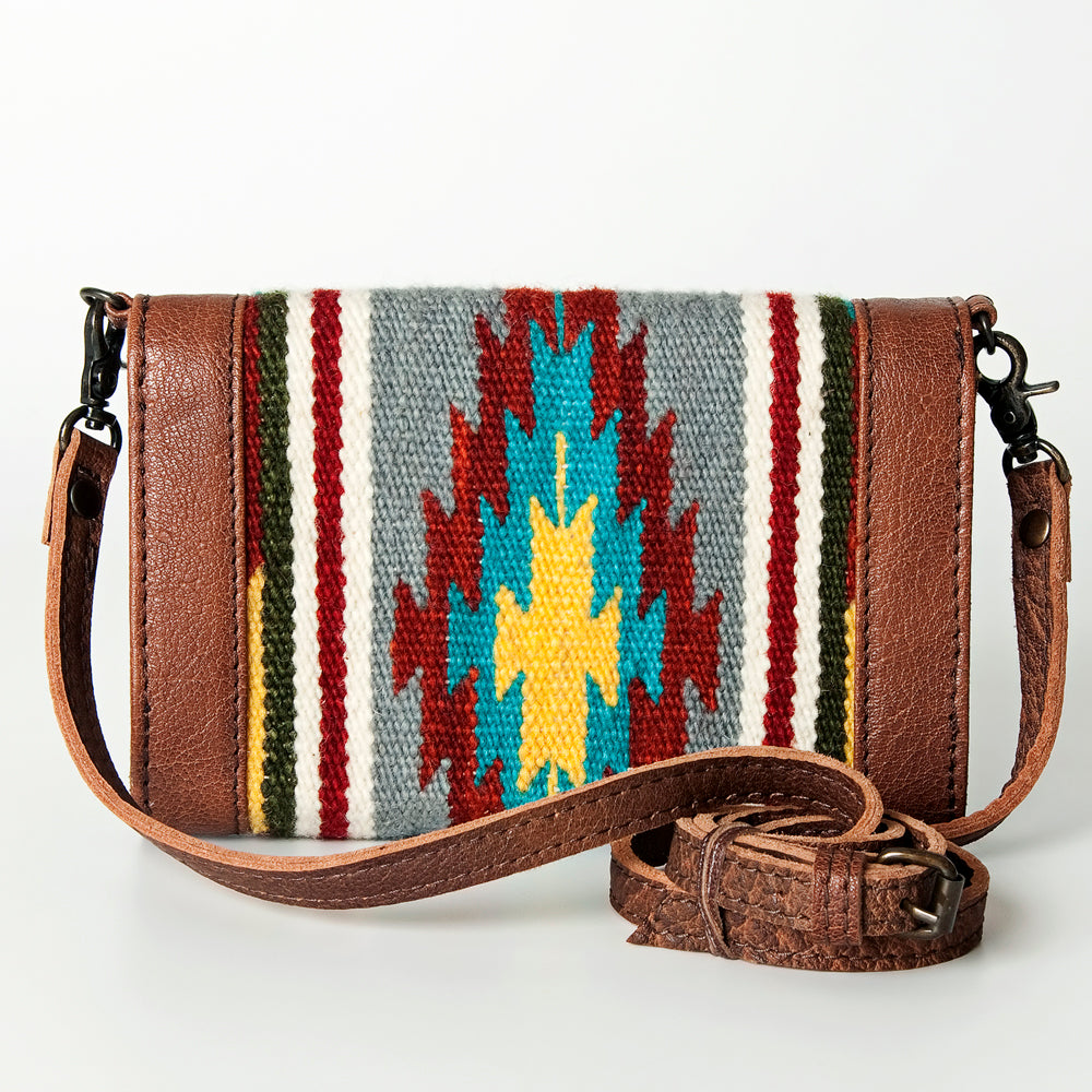 American Darling Envelope Bag, Hand Woven Saddle Blanket & Vegetable-Tanned Leather, Western Small Crossbody Purse