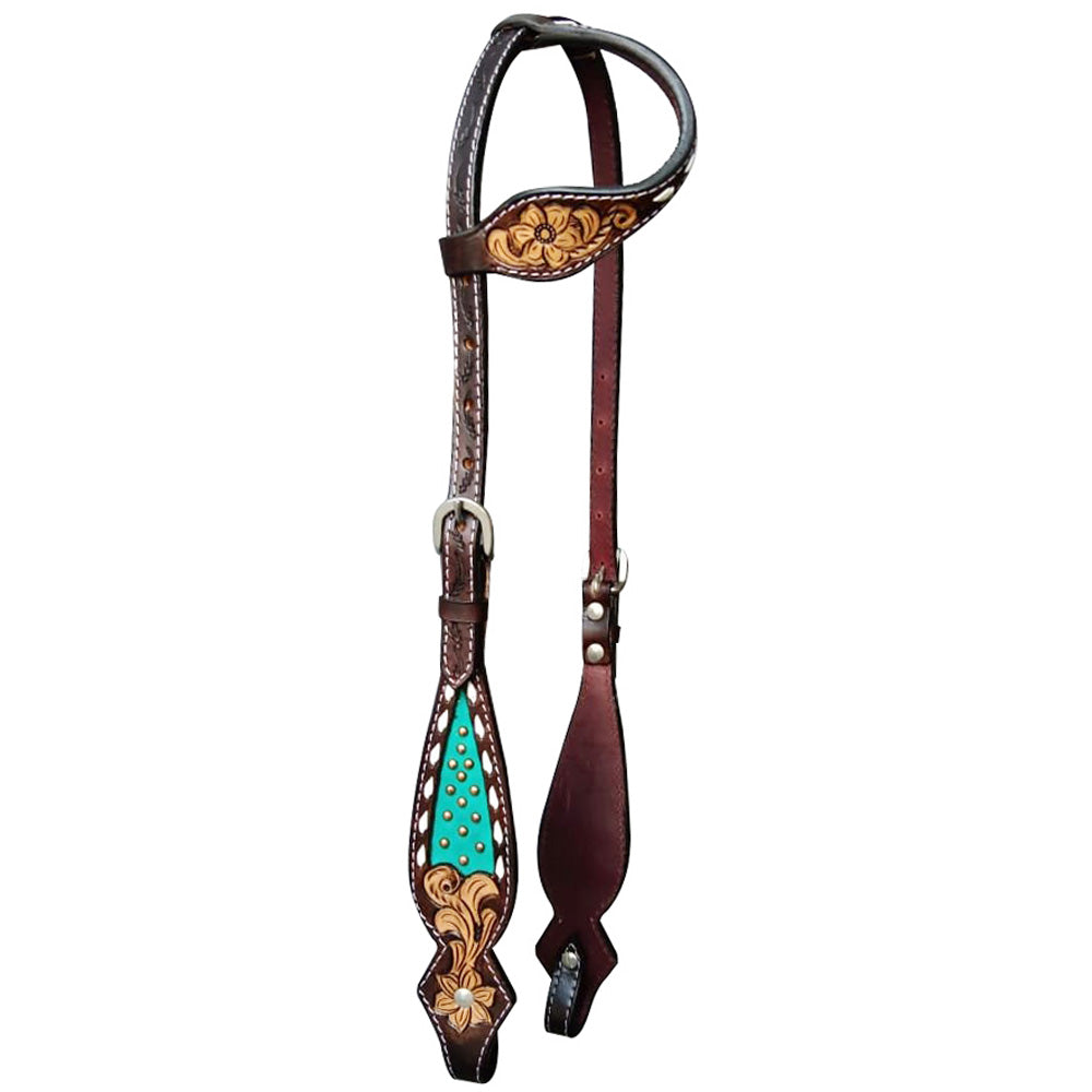 HILASON Western Horse Floral Headstall Breast Collar One Headstall American Leather Tack Set
