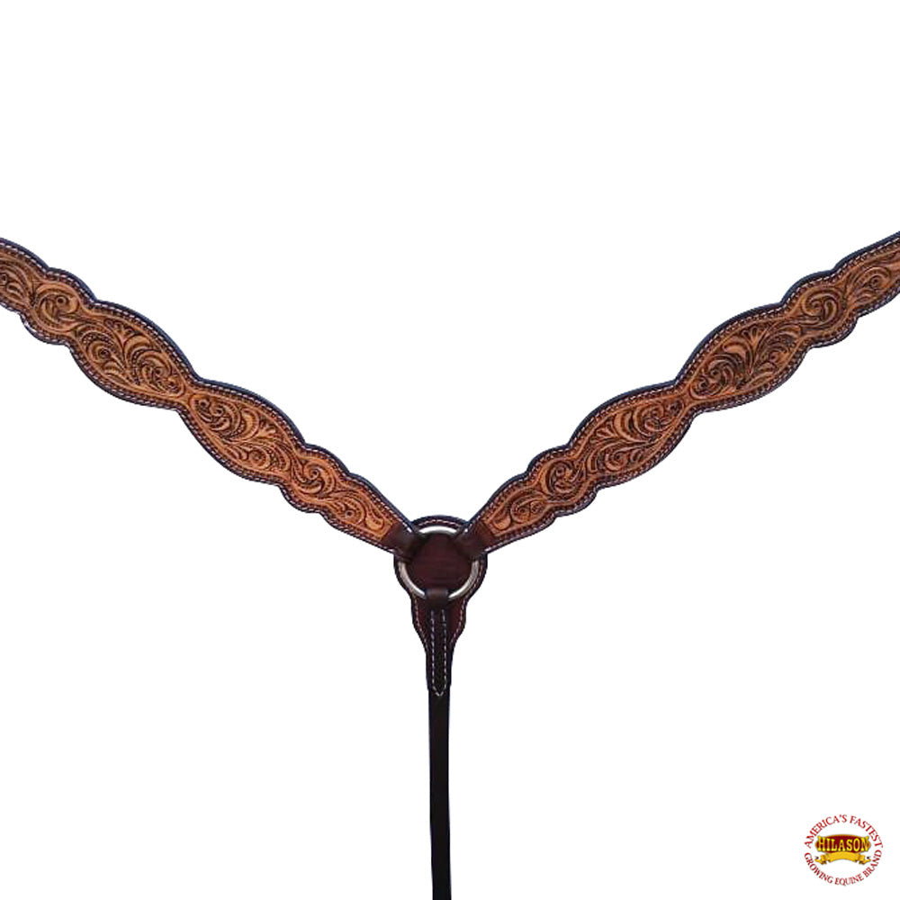 HILASON Western Horse Floral Headstall Breast Collar One Headstall American Leather Tack Set