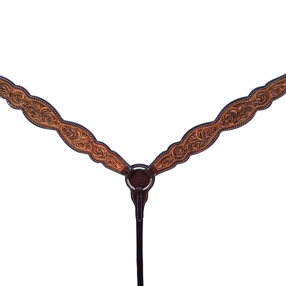 HILASON Western Horse Floral Headstall Breast Collar American Leather Tack Set