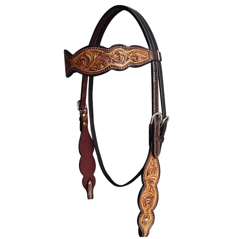 HILASON Western Horse Floral Headstall Breast Collar American Leather Tack Set