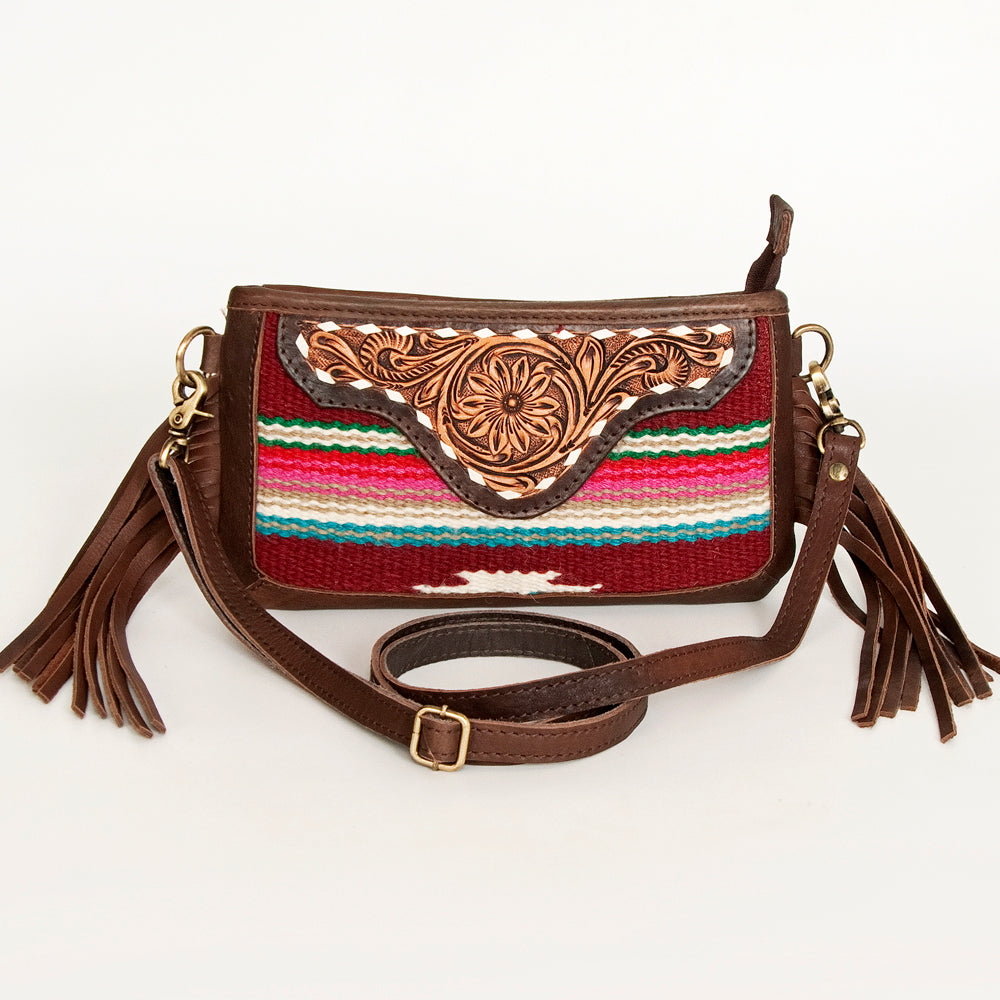 American Darling Small Crossbody Hand Tooled Saddle Blanket Genuine Leather