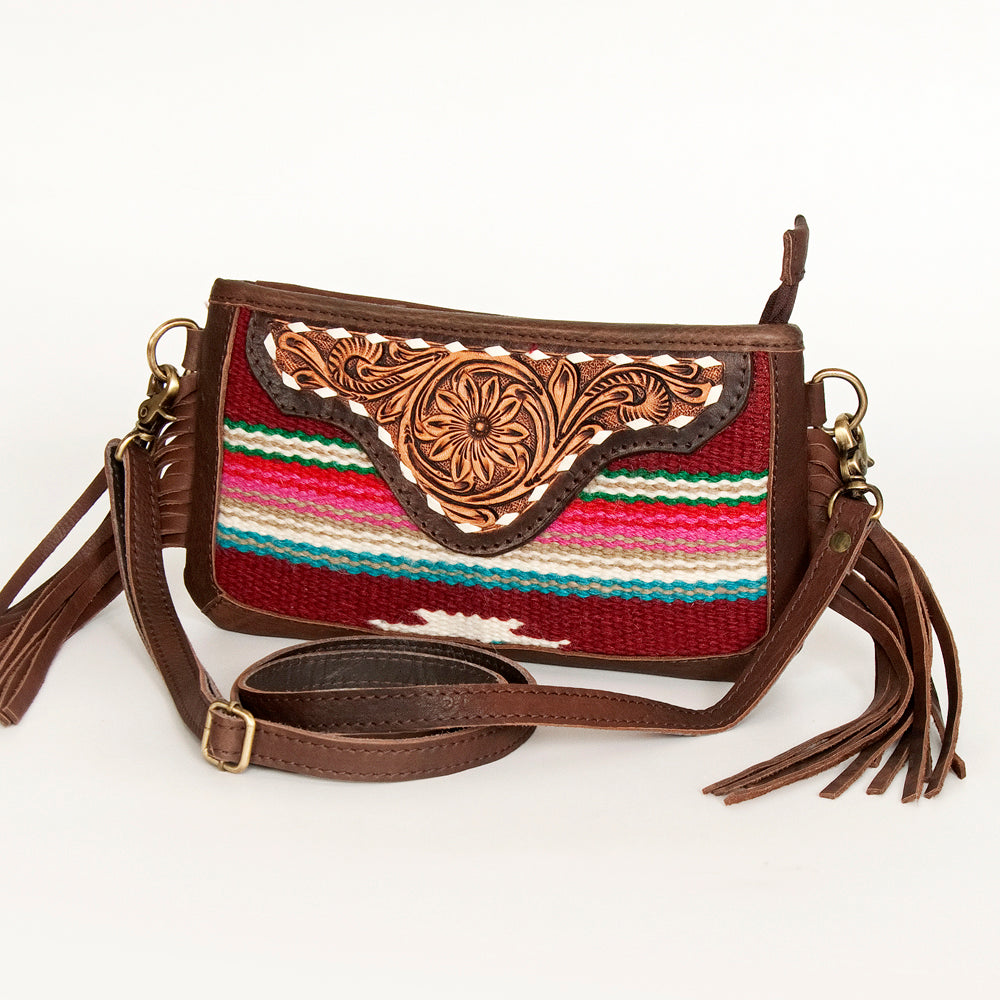 American Darling Small Crossbody Hand Tooled Saddle Blanket Genuine Leather