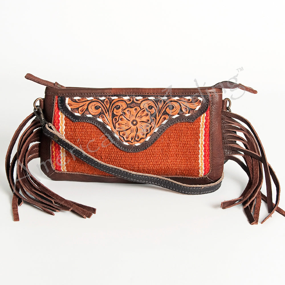 American Darling Small Crossbody Hand Tooled Saddle Blanket Genuine Leather