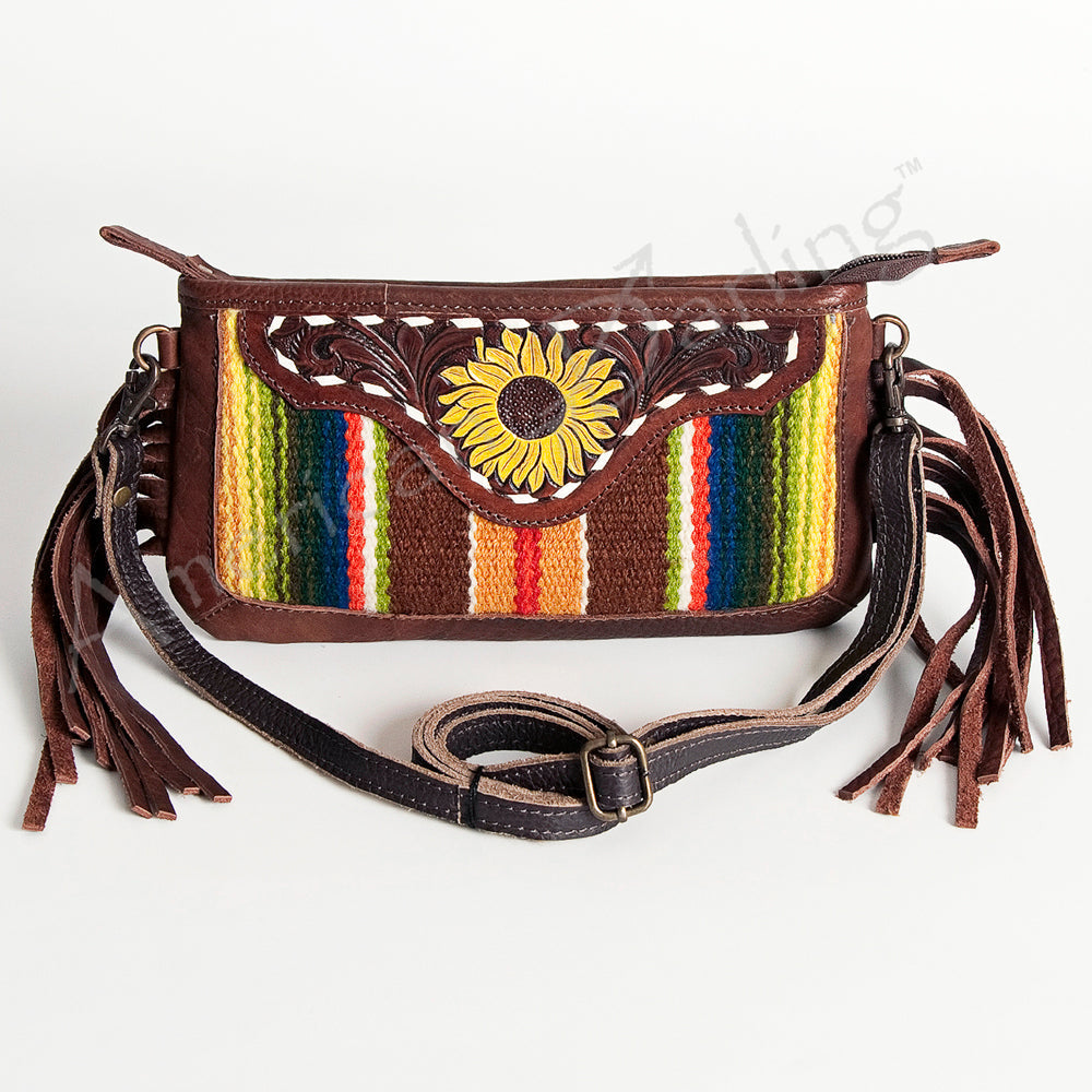 American Darling Hand-Tooled Saddle Blanket Leather Crossbody Bag