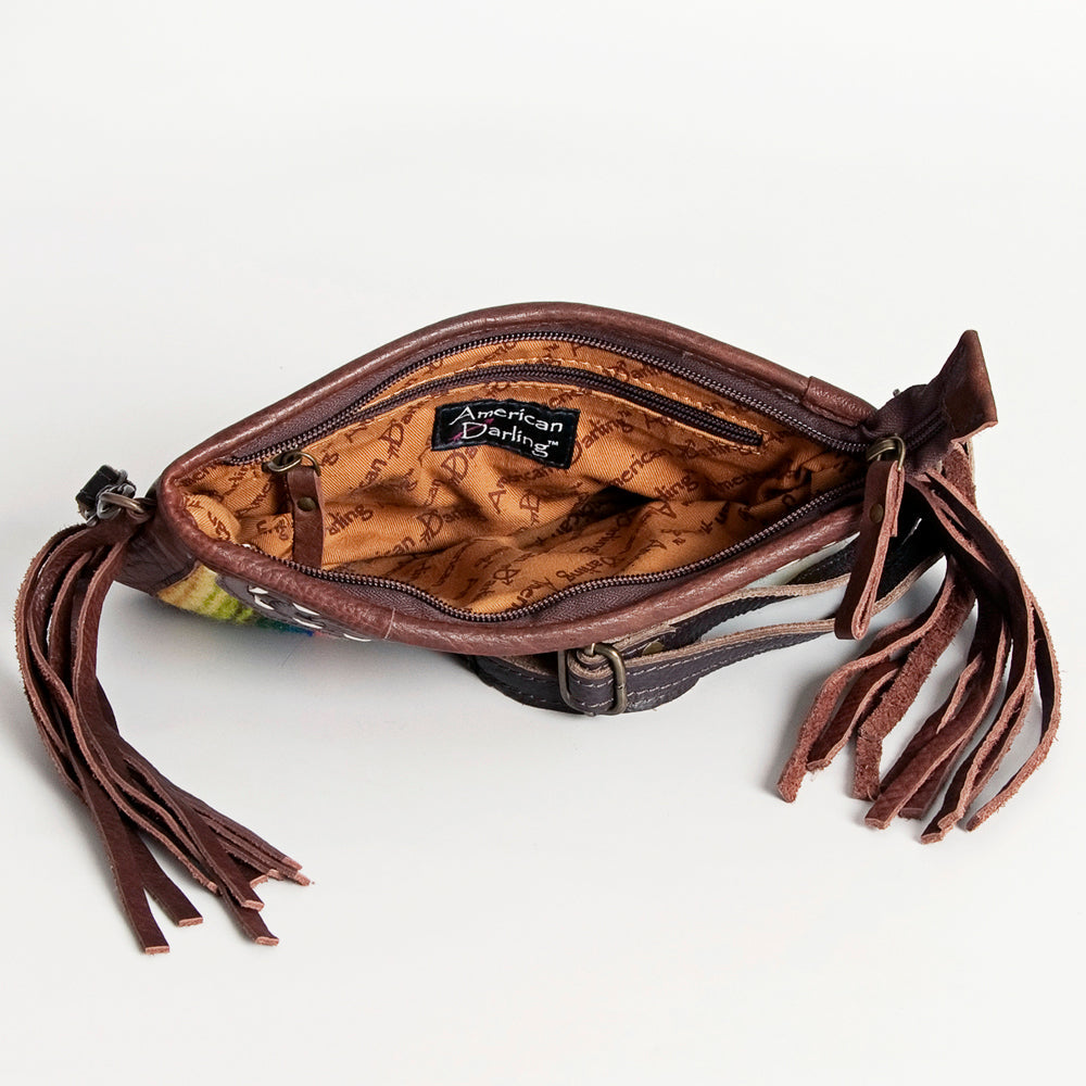 American Darling Hand-Tooled Saddle Blanket Leather Crossbody Bag