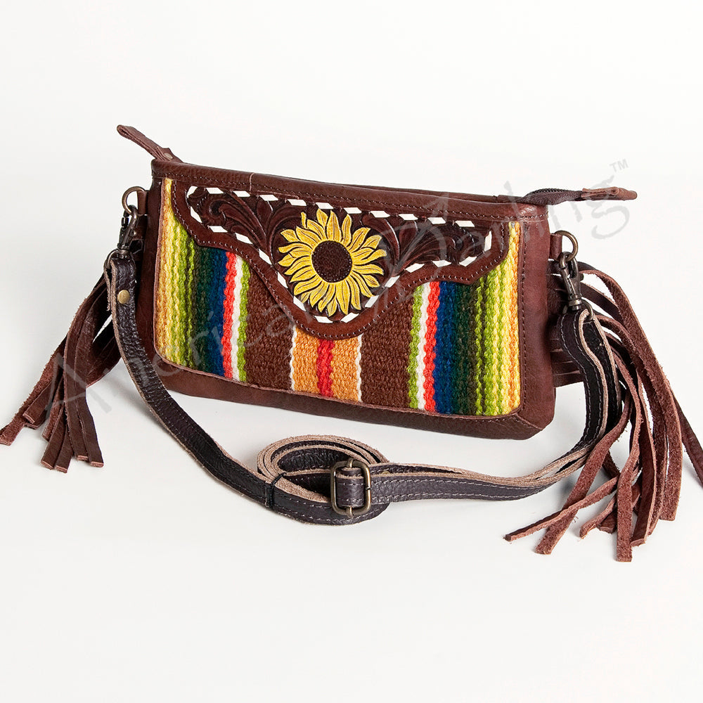 American Darling Hand-Tooled Saddle Blanket Leather Crossbody Bag