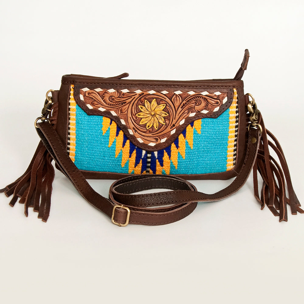 American Darling Hand-Tooled Saddle Blanket Leather Crossbody Bag