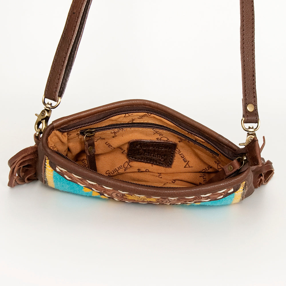 American Darling Hand-Tooled Saddle Blanket Leather Crossbody Bag